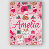 Personalised Name Cute Christmas Cats Gifts Custom  Bespoke Interior Contemporary Canvas Wall Art Print Decor Picture Ready to Hang