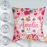 Custom Name Cute Christmas Cats Baubles Festive Seamless Pattern Square Filled Cushion Throw Pillow Sofa Bed Home Decor Zip Washable UK Made