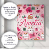 Personalised Name Cute Christmas Cats Gifts Custom  Bespoke Interior Contemporary Canvas Wall Art Print Decor Picture Ready to Hang