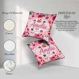 Custom Name Cute Christmas Cats Baubles Festive Seamless Pattern Square Filled Cushion Throw Pillow Sofa Bed Home Decor Zip Washable UK Made