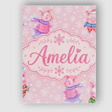 Personalised Name Cute Winter Pig Snowflake Custom  Bespoke Interior Contemporary Canvas Wall Art Print Decor Picture Ready to Hang