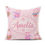 Custom Name Winter Pig Snowflake Watercolor Seamless Pattern Square Filled Cushion Throw Pillow Sofa Bed Home Decor Zip Washable UK Made