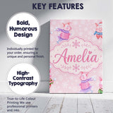 Personalised Name Cute Winter Pig Snowflake Custom  Bespoke Interior Contemporary Canvas Wall Art Print Decor Picture Ready to Hang