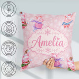 Custom Name Winter Pig Snowflake Watercolor Seamless Pattern Square Filled Cushion Throw Pillow Sofa Bed Home Decor Zip Washable UK Made