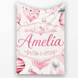 Elegant Pink Christmas Baubles Watercolor Seamless Pattern Lovely  Personalised Custom Name Super Soft Fleece Blanket Bed Sofa Throw