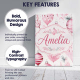 Personalised Name Elegant Pink Christmas Custom  Interior Decorative Contemporary Canvas Wall Art Print Decor Picture Ready to Hang