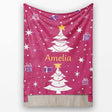 White Christmas Tree Star Gift Festive Seamless Pattern Lovely  Personalised Custom Name Super Soft Fleece Blanket Bed Sofa Throw