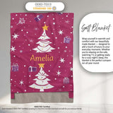 White Christmas Tree Star Gift Festive Seamless Pattern Lovely  Personalised Custom Name Super Soft Fleece Blanket Bed Sofa Throw