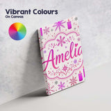 Personalised Name Pink Candle Snowflake Custom  Modern Room Accent Elegant Feature Canvas Wall Art Print Decor Picture Ready to Hang