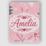 Personalised Name Winter Berry Pine Branch Custom  Unique Gift Idea Elegant Feature Canvas Wall Art Print Decor Picture Ready to Hang
