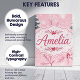 Personalised Name Winter Berry Pine Branch Custom  Unique Gift Idea Elegant Feature Canvas Wall Art Print Decor Picture Ready to Hang
