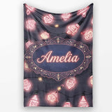 Cute Christmas Light Bulbs Festive Glow Seamless Pattern Lovely  Personalised Custom Name Super Soft Fleece Blanket Bed Sofa Throw