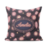 Custom Name Christmas Light Bulbs Festive Glow Seamless Pattern Square Filled Cushion Throw Pillow Sofa Bed Home Decor Zip Washable UK Made