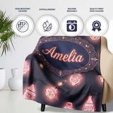 Cute Christmas Light Bulbs Festive Glow Seamless Pattern Lovely  Personalised Custom Name Super Soft Fleece Blanket Bed Sofa Throw