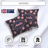 Custom Name Christmas Light Bulbs Festive Glow Seamless Pattern Square Filled Cushion Throw Pillow Sofa Bed Home Decor Zip Washable UK Made
