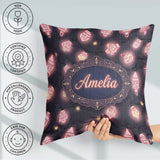 Custom Name Christmas Light Bulbs Festive Glow Seamless Pattern Square Filled Cushion Throw Pillow Sofa Bed Home Decor Zip Washable UK Made