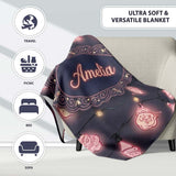 Cute Christmas Light Bulbs Festive Glow Seamless Pattern Lovely  Personalised Custom Name Super Soft Fleece Blanket Bed Sofa Throw