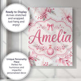 Personalised Name Elegant Pink Floral Custom Modern Room Accent Creative Decorator Style Canvas Wall Art Print Decor Picture Ready to Hang