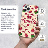 Cute Gift Box Ribbon Bow Festive Seamless Pattern Custom Name Protective Phone Case Mobile Cover Durable Everyday Smartphone Shock Resistant
