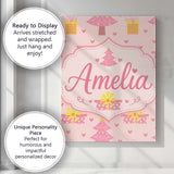 Personalised Name Cute Pink Christmas Tree Custom  Unique Gift Idea Elegant Feature Canvas Wall Art Print Decor Picture Ready to Hang