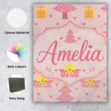 Personalised Name Cute Pink Christmas Tree Custom  Unique Gift Idea Elegant Feature Canvas Wall Art Print Decor Picture Ready to Hang
