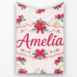 Poinsettia Flower Bell Holly Christmas Seamless Pattern Lovely  Personalised Custom Name Super Soft Fleece Blanket Bed Sofa Throw