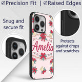 Poinsettia Flower Bell Holly Christmas Seamless Custom Name Protective Phone Case Mobile Cover Durable Everyday Smartphone Shock Resistant