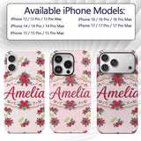 Poinsettia Flower Bell Holly Christmas Seamless Custom Name Protective Phone Case Mobile Cover Durable Everyday Smartphone Shock Resistant