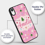 Cute Christmas Tree Gingerbread Cookie Candy Cane Custom Name Protective Phone Case Mobile Cover Durable Everyday Smartphone Shock Resistant
