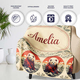 Bear Mountain Circle Seamless Pattern Vintage Forest Wildlife Design  Personalised Custom Name Super Soft Fleece Blanket Bed Sofa Throw