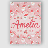 Personalised Name Cute Santa Face Mittens Custom  Unique Gift Idea Elegant Feature Canvas Wall Art Print Decor Picture Ready to Hang