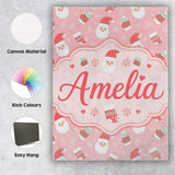 Personalised Name Cute Santa Face Mittens Custom  Unique Gift Idea Elegant Feature Canvas Wall Art Print Decor Picture Ready to Hang