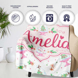 Watercolor Christmas Snow Globe Tree Holly Seamless Pattern Lovely  Personalised Custom Name Super Soft Fleece Blanket Bed Sofa Throw