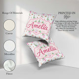 Custom Name Watercolor Christmas Snow Globe Tree Holly Seamless Square Filled Cushion Throw Pillow Sofa Bed Home Decor Zip Washable UK Made