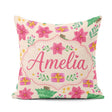 Custom Name Watercolor Christmas Tree Poinsettia Seamless Lovely Square Filled Cushion Throw Pillow Sofa Bed Home Decor Zip Washable UK Made