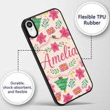 Watercolor Christmas Tree Poinsettia Gift Seamless Pattern Custom Name Protective Phone Case Mobile Cover Durable Smartphone Shock Resistant