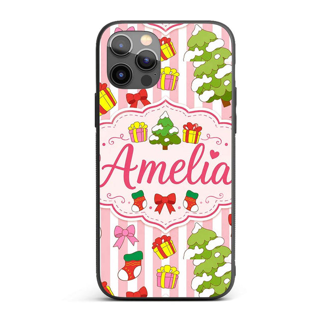 Cute Christmas Gifts Stockings Printed Design Custom Name Protective Phone Case Mobile Cover Durable Everyday Smartphone Shock Resistant