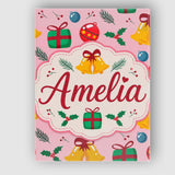 Personalised Name Cute Christmas Bells Custom  Modern Room Accent Elegant Feature Canvas Wall Art Print Decor Picture Ready to Hang