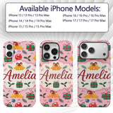Cute Christmas Bells Baubles Holly Gift Seamless Custom Name Protective Phone Case Mobile Cover Durable Everyday Smartphone Shock Resistant