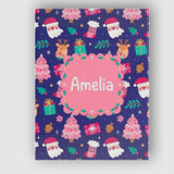 Personalised Name Cute Santa Reindeer Custom Modern Room Accent Creative Decorator Style Canvas Wall Art Print Decor Picture Ready to Hang