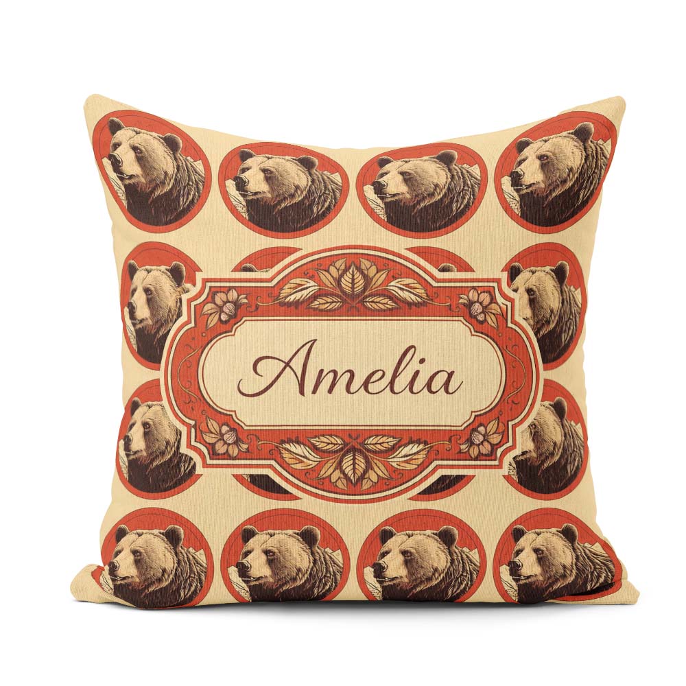 Custom Name Mountain Circle Seamless Pattern Woodland Wildlife Square Filled Cushion Throw Pillow Sofa Bed Home Decor Zip Washable UK Made