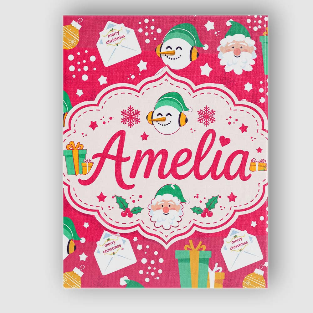 Personalised Name Cute Santa Snowman Custom Premium Decorative Design Modern Room Accent Canvas Wall Art Print Decor Picture Ready to Hang