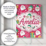 Personalised Name Cute Santa Snowman Custom Premium Decorative Design Modern Room Accent Canvas Wall Art Print Decor Picture Ready to Hang