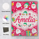 Personalised Name Cute Santa Snowman Custom Premium Decorative Design Modern Room Accent Canvas Wall Art Print Decor Picture Ready to Hang