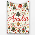 Vintage Christmas Tree Ornament Festive Seamless Pattern Lovely  Personalised Custom Name Super Soft Fleece Blanket Bed Sofa Throw
