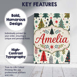 Personalised Name Cute Scandinavian Christmas Custom Unique Gift Idea Modern Room Accent Canvas Wall Art Print Decor Picture Ready to Hang