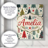 Personalised Name Cute Scandinavian Christmas Custom Unique Gift Idea Modern Room Accent Canvas Wall Art Print Decor Picture Ready to Hang