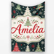 Cute Nordic Christmas Trees Snowflake Dark Background Seamless  Personalised Custom Name Super Soft Fleece Blanket Bed Sofa Throw