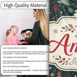 Cute Nordic Christmas Trees Snowflake Dark Background Seamless  Personalised Custom Name Super Soft Fleece Blanket Bed Sofa Throw