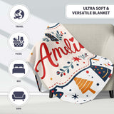 Cute Modern Christmas Tree Star Minimal Seamless Pattern Lovely  Personalised Custom Name Super Soft Fleece Blanket Bed Sofa Throw